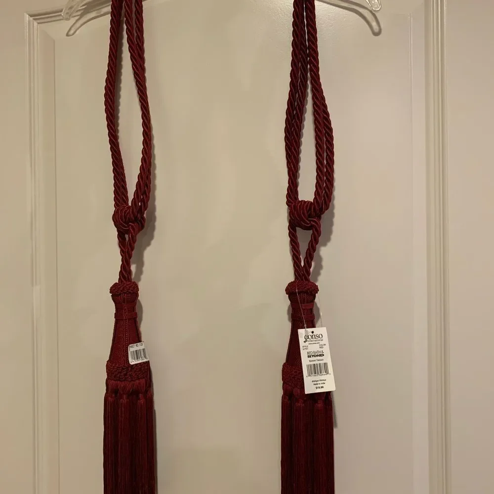 Exquisite Burgundy Taupe Curtain and Drapery Tassel Tieback